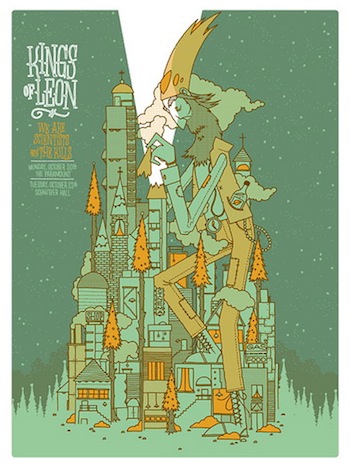 kings of Leon invisible screen print band poster