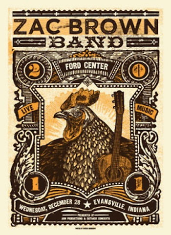 Zac Brown Band screen print band poster