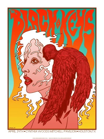 black keys houston jermaine rogers screen print band poster