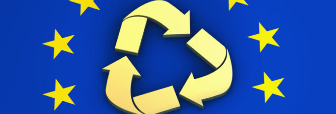 EU flag and recycling icon