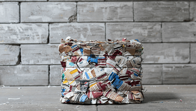 bale of cups for recycling