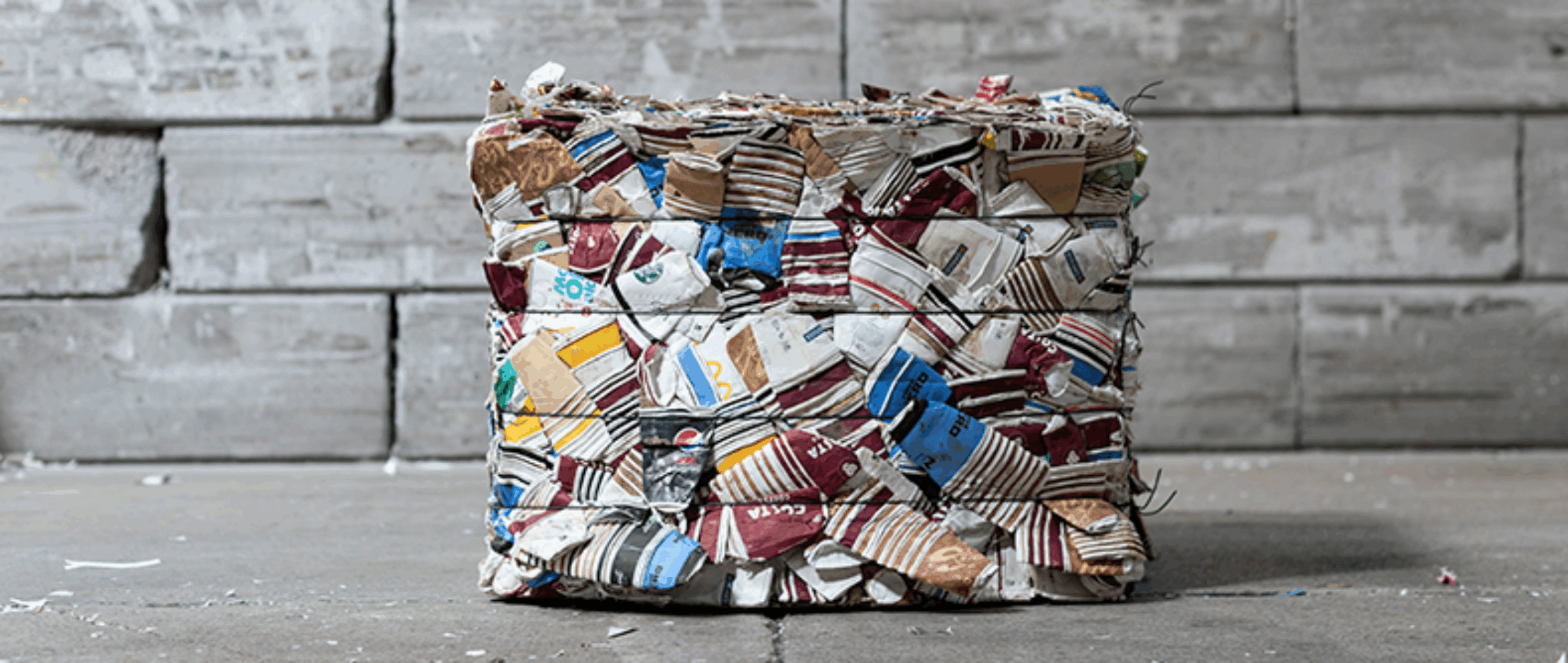 bale_cups_120A1651 square bale of textile waste for recycling