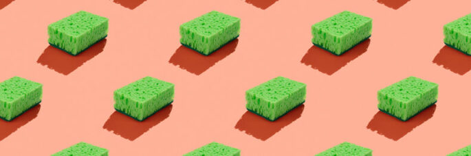 Green sponges representing greenwashing