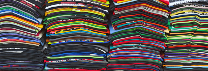 Stacks of T-shirts